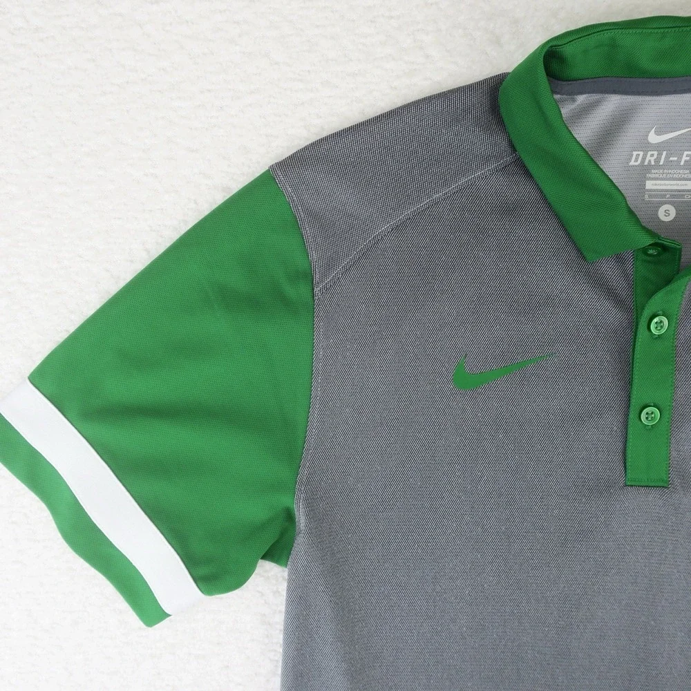 Nike Dri‎ Fit Oregon Ducks Polo Shirt Mens Small Gray Green